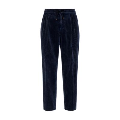 Brunello Cucinelli Leisure Fit Trousers With Drawstring In Blue