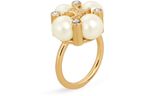Les Perles Celine ring in strass, resin pearls and brass with gold finish - CELINE