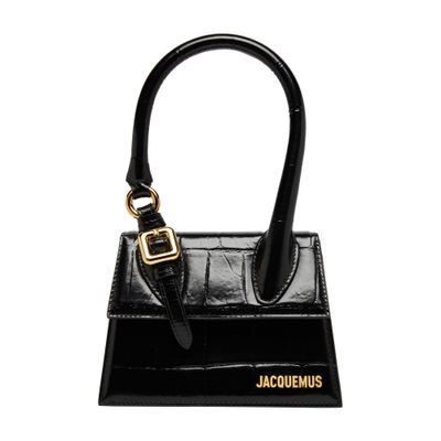 Jacquemus Le Chiquito Croc-embossed Leather Crossbody Bag In Black