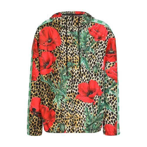 Hooded printed nylon jacket