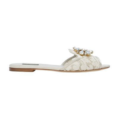 Dolce & Gabbana Slippers In Lace With Crystals In Ice