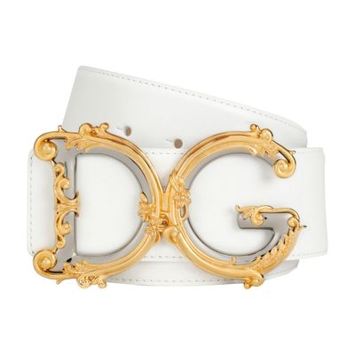 Dolce & Gabbana Calfskin Belt With Logo In White