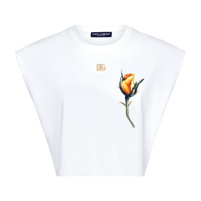 Dolce & Gabbana Cropped-oberteil Mit Rosenapplikation In White