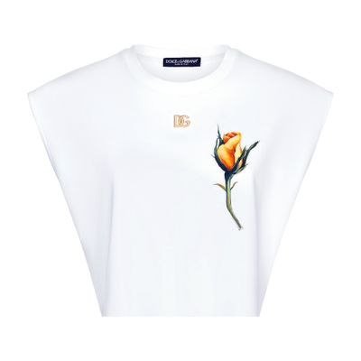 Shop Dolce & Gabbana Cropped Jersey T-shirt With Dg Logo In White