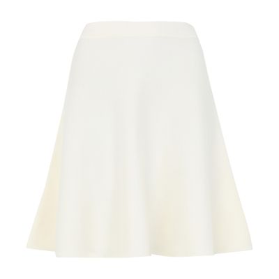Max Mara Virgin Wool Knit Midi Skirt In White