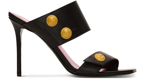 サンダルFENDI メッシュ、メタルステッチ入りハイヒールスリング