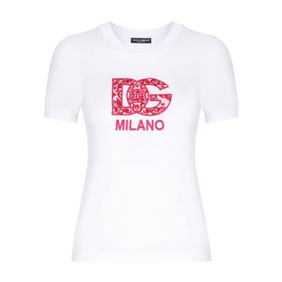 Dolce & Gabbana Jersey T-shirt With Dg Logo Patch In Embroidered