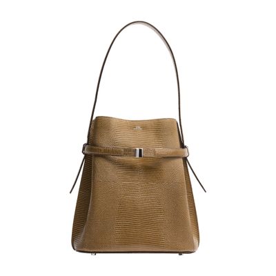 Belted lizard embossed bucket bag