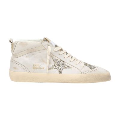 Golden Goose Mid Star Sequined Sneakers In White