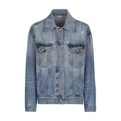 Dolce & Gabbana Logo-patch Cotton Denim Jacket In Blue