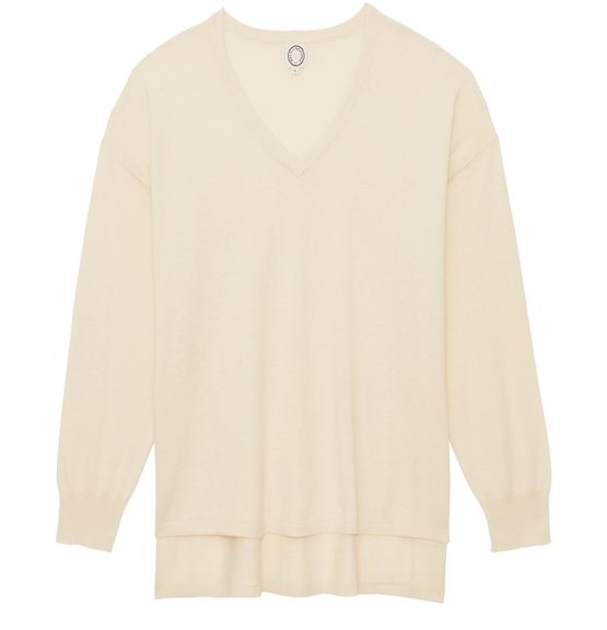 Cream v neck sweater women's top