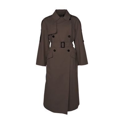 Max Mara Long Trench Coat In Gray