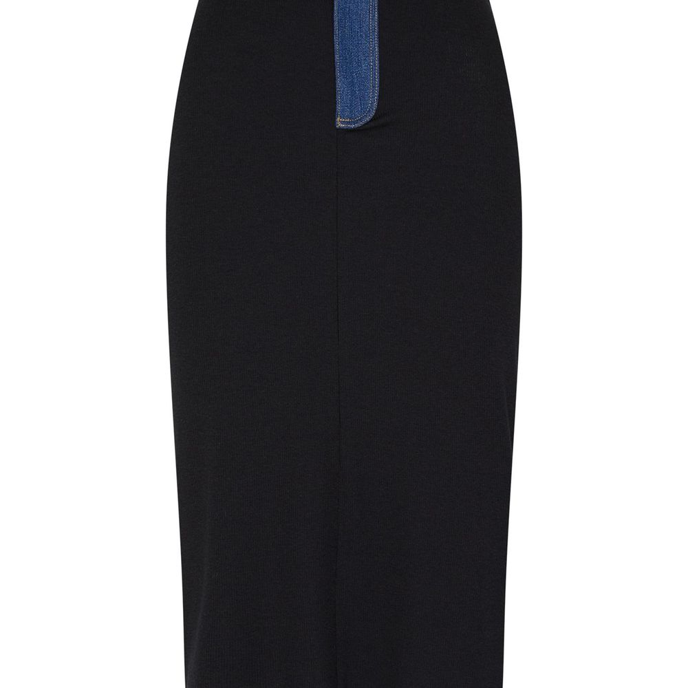 Midi ribbed denim skirt thumbnail 7
