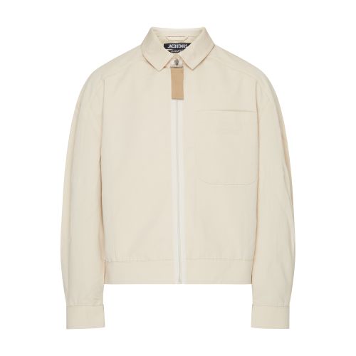 Jacquemus Le Blouson Linu Logo Nylon Jacket In Beige