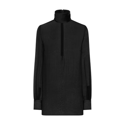 Dolce & Gabbana Satin Detailed Chiffon Blouse In Black