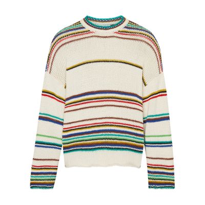 Loewe Cotton And Polyamide Sweater With Stripes In White