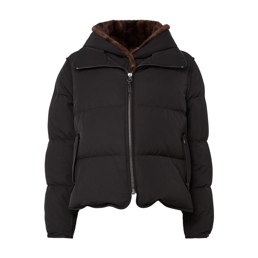 Puffer jacket with a mink fur hood thumbnail 8