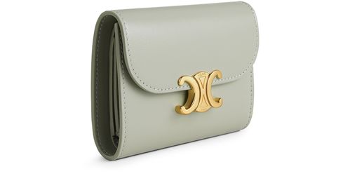 CELINE Triomphe small flap in shiny calfskin wallet