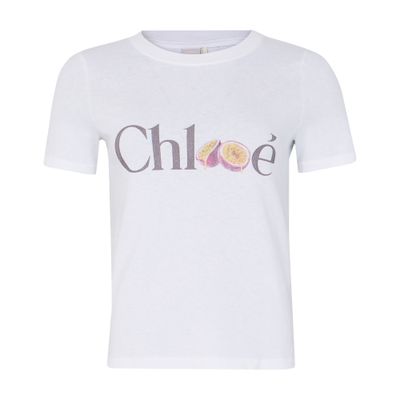 Chloé Baby Fit T-shirt In Cotton Jersey With Passion Fruit Print In White