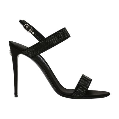 Dolce & Gabbana Satin Heel Sandals In Jet_black