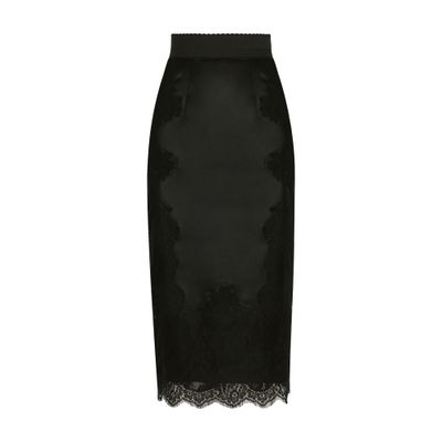 Dolce & Gabbana Satin Midi Skirt In Black