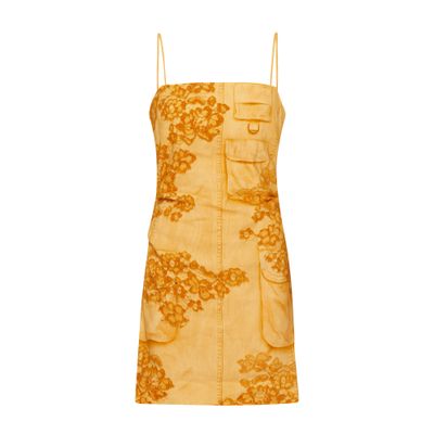 Shop Acne Studios Printed Strap Mini Dress In Orange