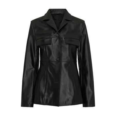 Totême Hourglas Button Leather Jacket In Black