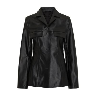 Shop Totême Hourglas Leather Jacket In Black