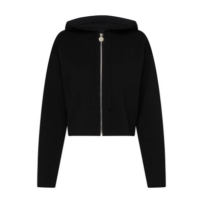 Loewe Anagram Zipper Hooded Sweater In Black