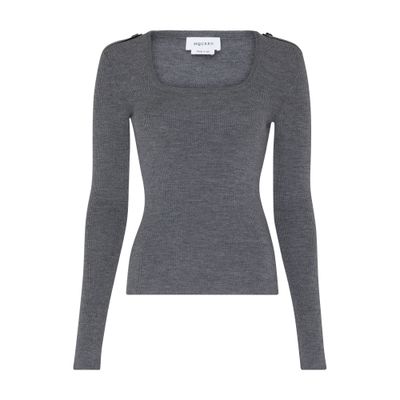 Alexander Mcqueen Square Neck Top In Grey