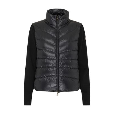 Moncler Womens Black Funnel-neck Brand-patch Regular-fit Shell-down Jacket In Black
