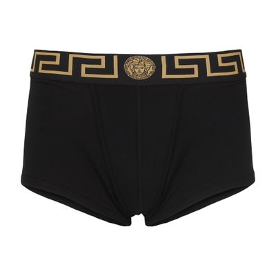 Versace Black Briefs With Elastic Waist With Medusa Print In Cotton Stretch Man In Black White Black Gold