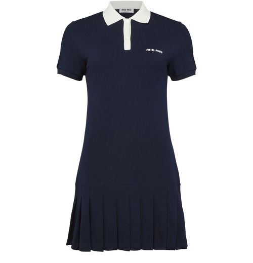 MIU MIU Pleated cotton piqué polo dress