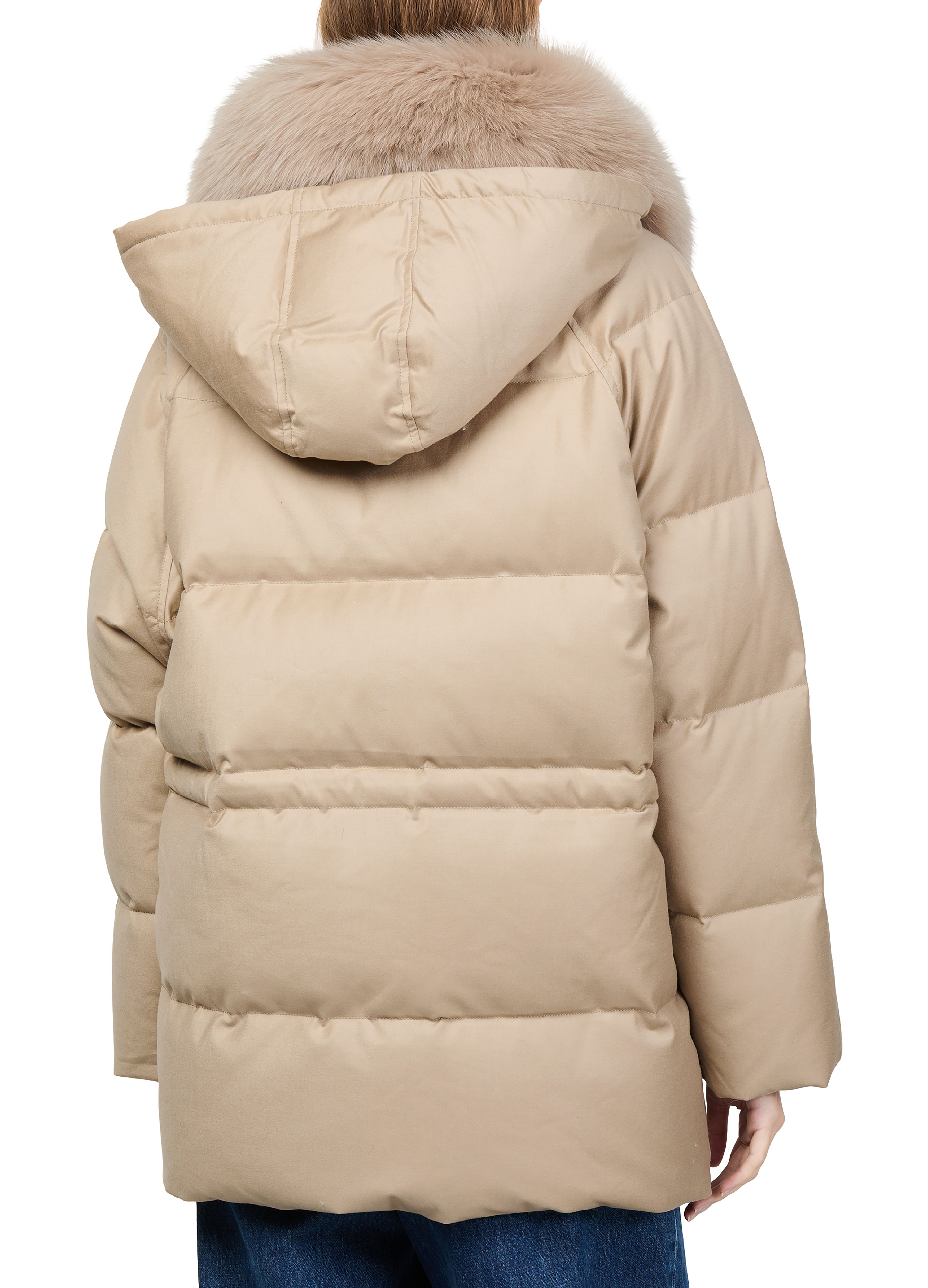 Puffer jacket with a fox fur collar thumbnail 5
