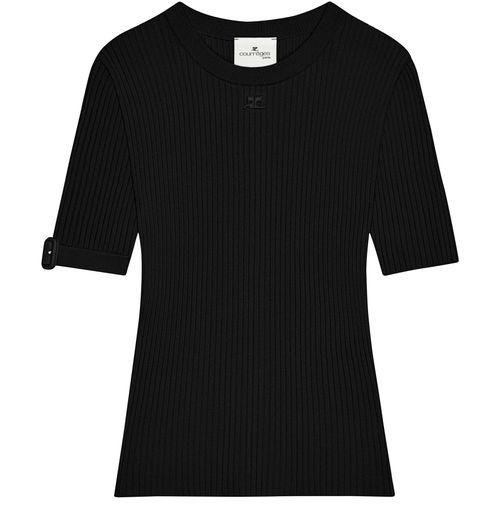 COURREGES Buckle rib knit top
