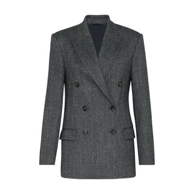 Brunello Cucinelli Women's 'chevron Wool Carded Techno Jacket' In Black