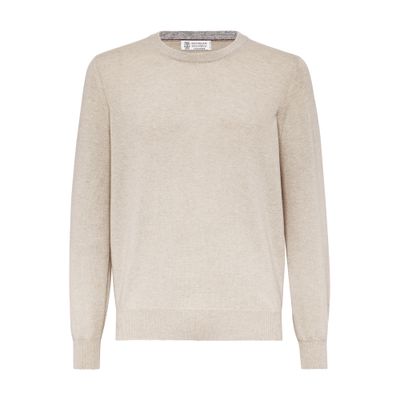 Brunello Cucinelli Crew-neck Ribbed-knit Jumper In Beige