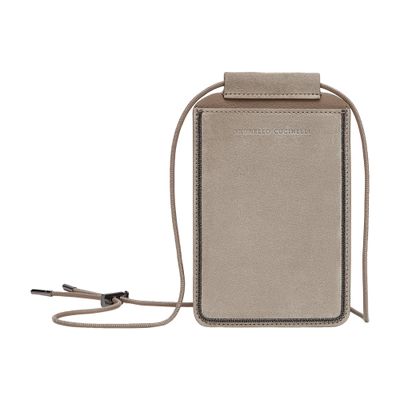 Brunello Cucinelli Logo-debossed Leather Case In Grey