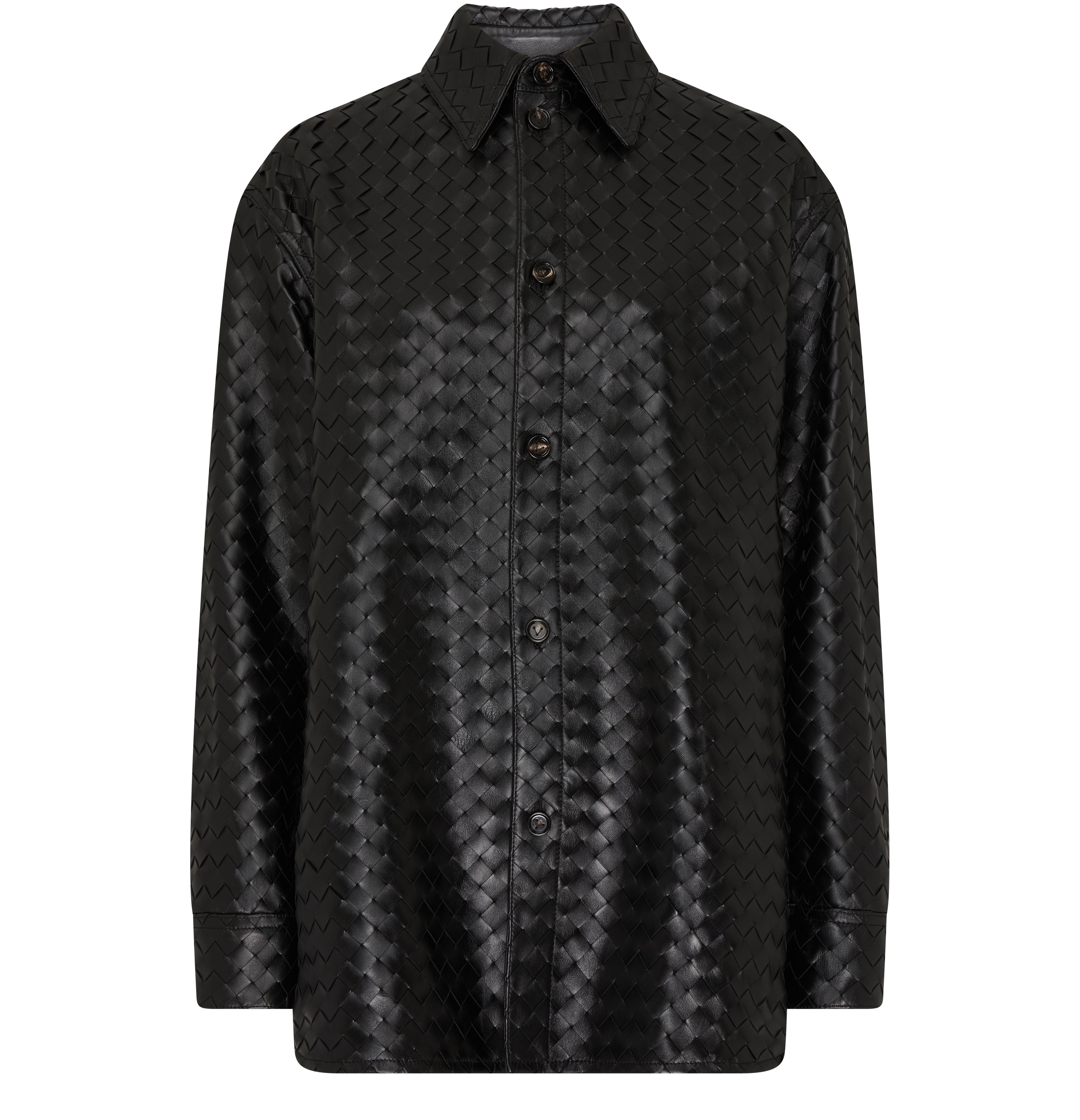 Intrecciato casual leather shirt