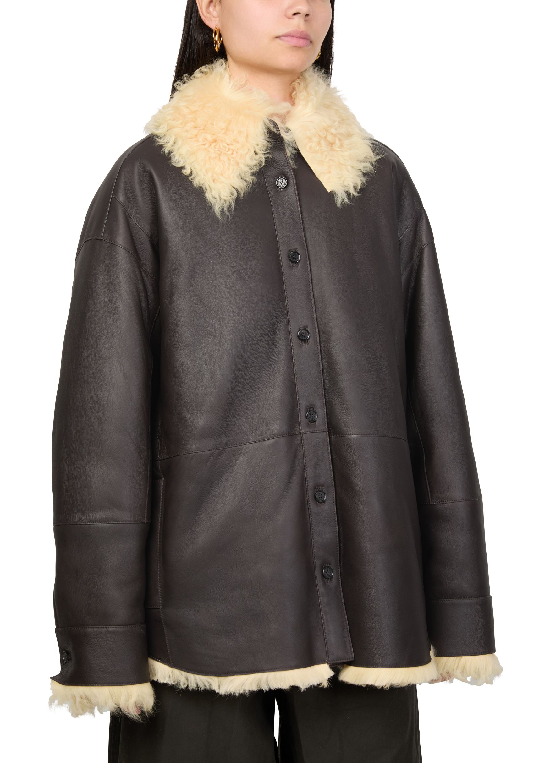Shearling shirt jacket thumbnail 4