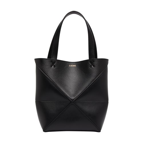Loewe Puzzle Mini Leather Tote In Black