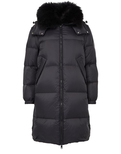 YVES SALOMON Hooded maxi puffer jacket with a lambswool collar