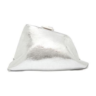 Attico Day Off Laminated Leather Shoulder Bag In Silver