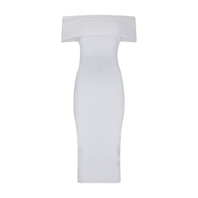 Mugler Off-shoulder Midi In Off-white