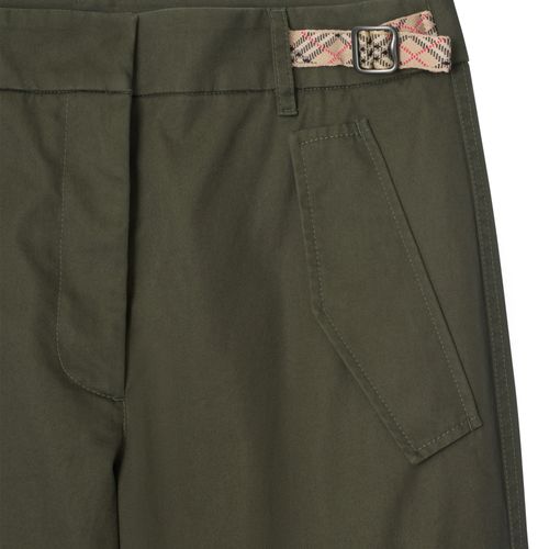 BURBERRY Check Trim Gabardine Cargo Trousers