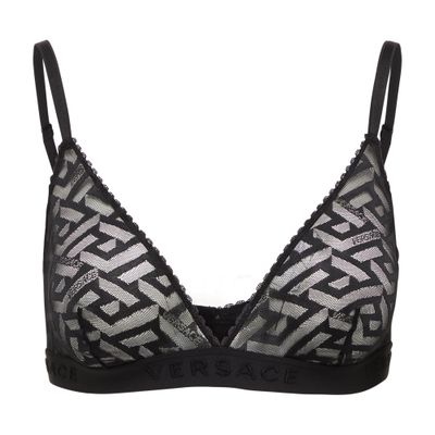 Shop Versace Monogram Bra In Nero