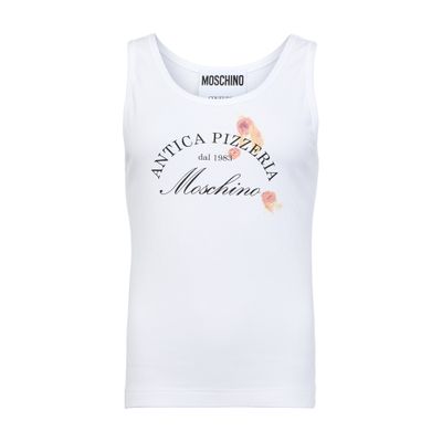 Moschino Graphic Print White Viscose Sleeveless Top In White