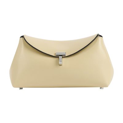 Totême T-lock Leather Clutch Bag In Sand