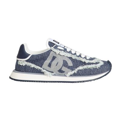 Dolce & Gabbana Blue Mixed-material 'dg' Cushion Sneakers In Blue