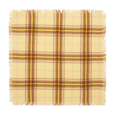 Bompard Mini Tartan Square Cashmere Scarf In Yellow